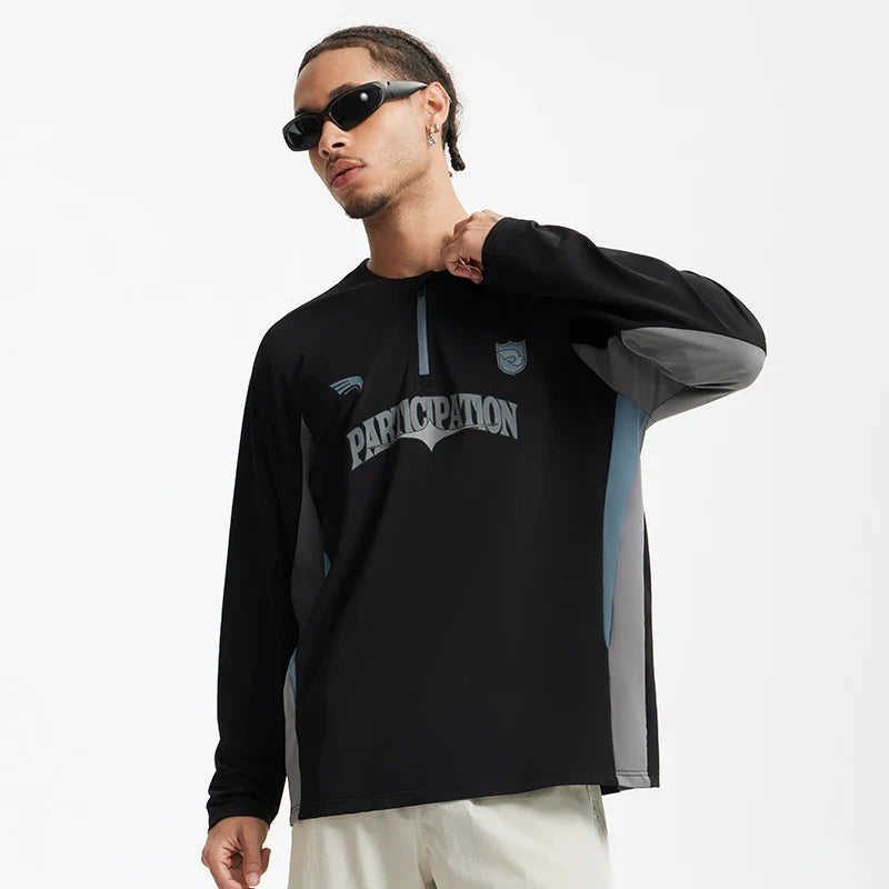 VILZSTUDIOS Retro Color Block Long Sleeve T-Shirt