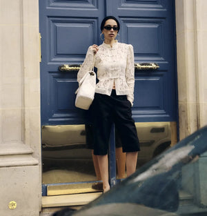 VILZSTUDIOS Elegant Lace Flower Long Sleeve Blouse