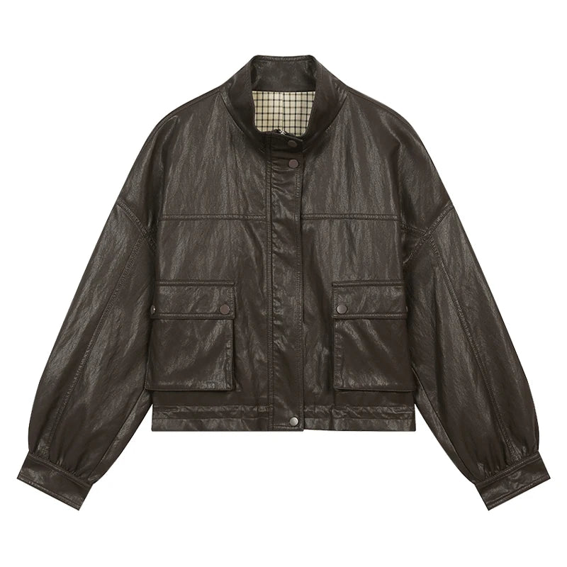 VILZSTUDIOS Streetwear Short Leather Jacket