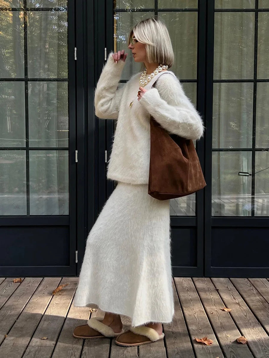 VILZSTUDIOS Cozy Wool Knitted Top & Skirt Set