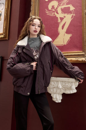 VILZSTUDIOS Retro Purple Fur Lapel Jacket
