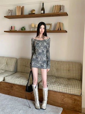 VILZSTUDIOS Leopard Backless Sexy Long Top