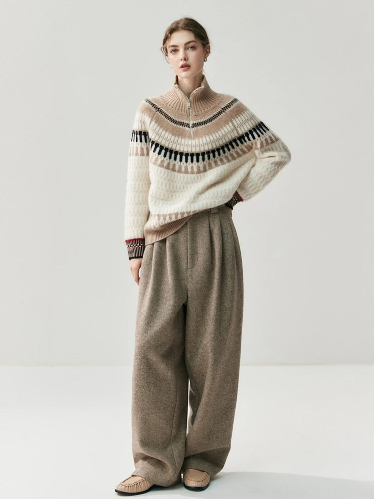 VILZSTUDIOS Luxury Cashmere Zipper Turtleneck Sweatshirt