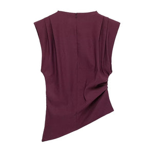 VILZSTUDIOS Chic Ruched Asymmetric Top