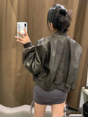 VILZSTUDIOS Vintage Leather Bomber Jacket