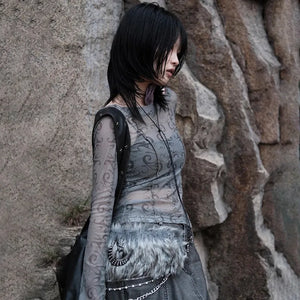 VILZSTUDIOS Grunge Aesthetic Mesh Japanese Sheer T-Shirt
