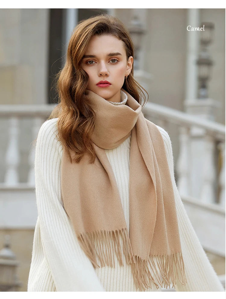 VILZSTUDIOS Winter Scarf Women  Wool Scarves Adult Scarves for ladies 100% Wool scarft women Fashion Cashmere Poncho Wrap