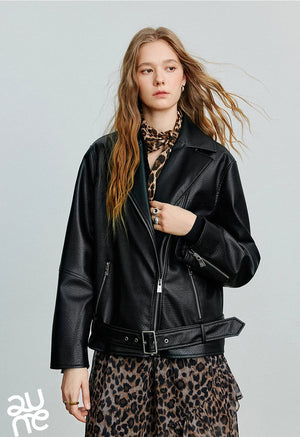 VILZSTUDIOS Fashionable Leather Motorcycle Jacket