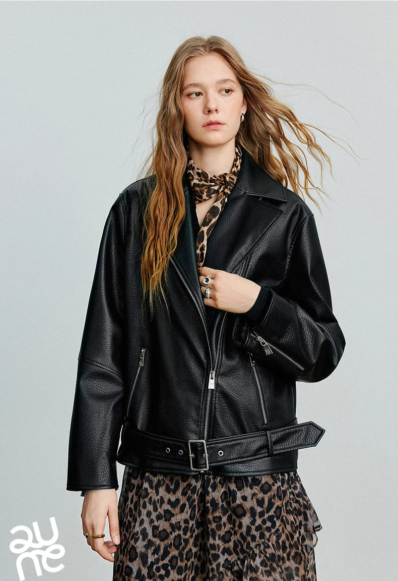 VILZSTUDIOS Fashionable Leather Motorcycle Jacket