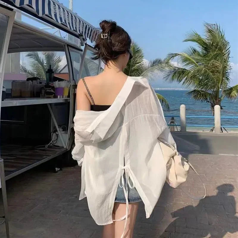 VILZSTUDIOS Lace-Up Beach Shirt