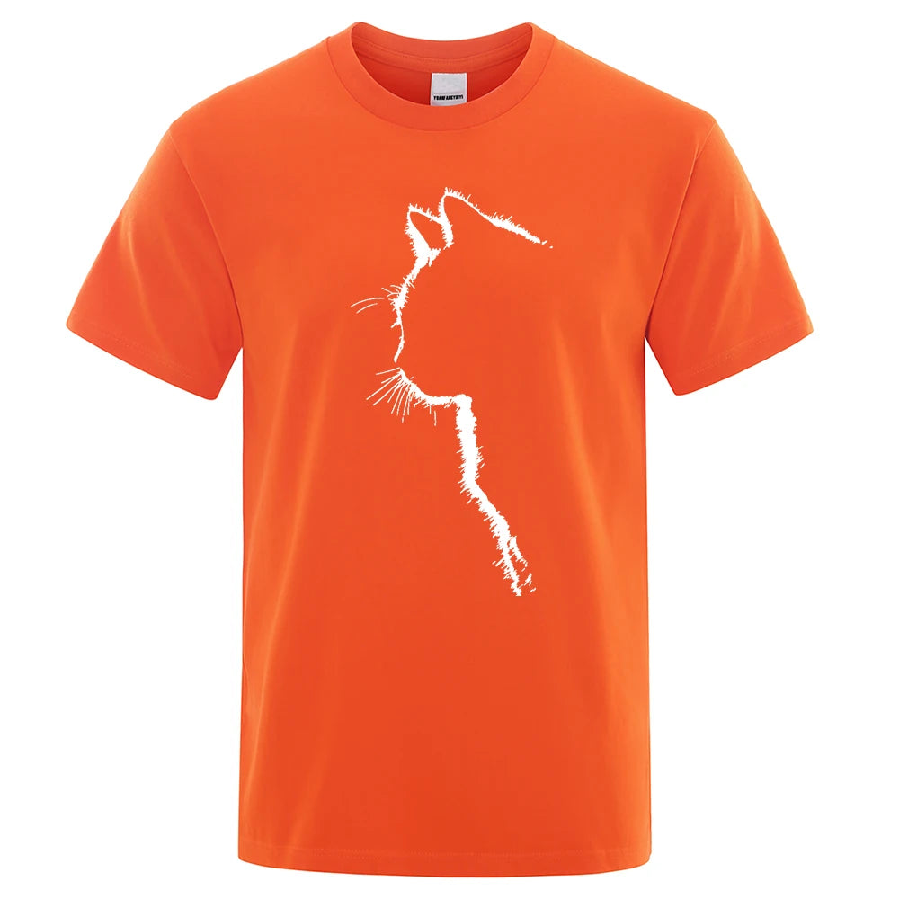 VILZSTUDIOS Shadow Printed Cat Cotton T-Shirt