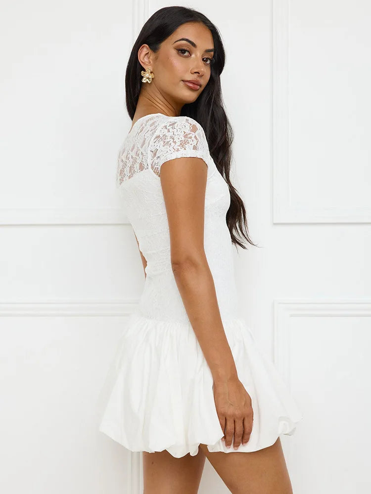 VILZSTUDIOS Elegant Lace See-Through A-Line Summer Dress