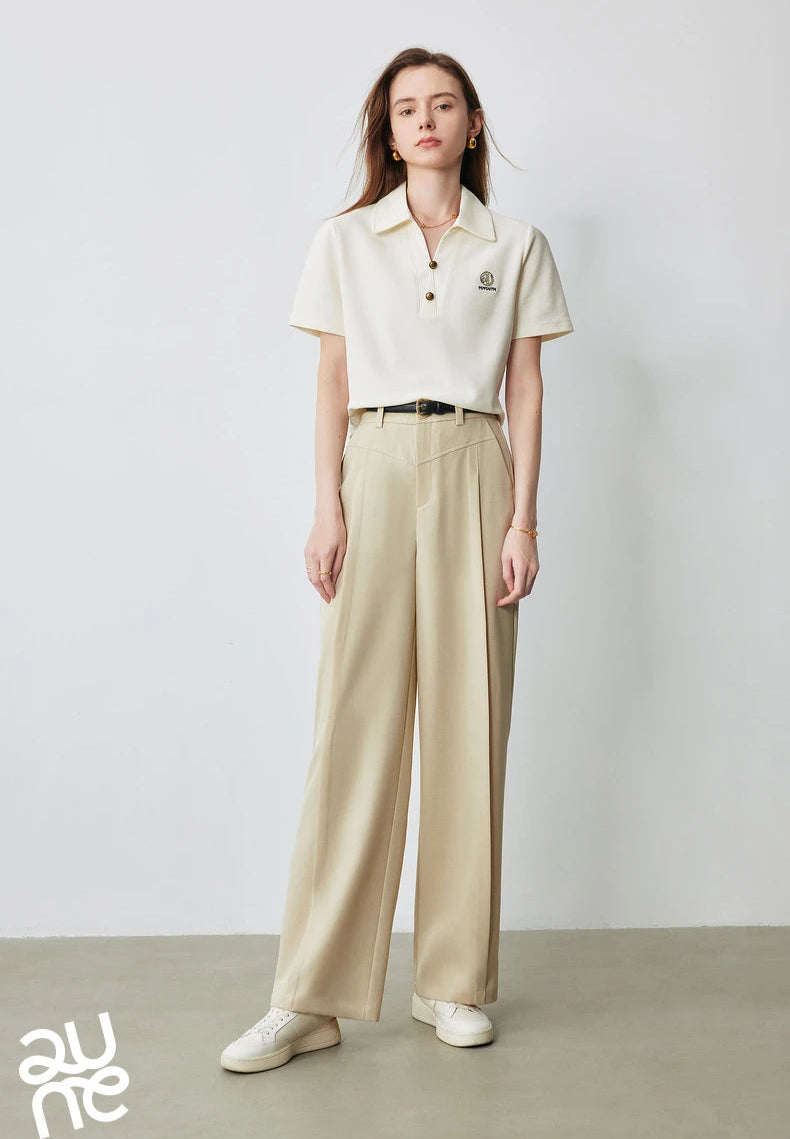 VILZSTUDIOS Stylish Women Polo Collar Letter T-Shirt