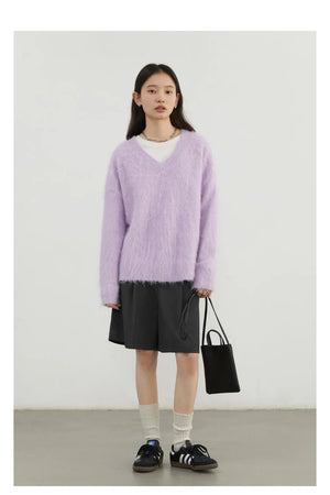 VILZSTUDIOS Cozy Loose V-Neck Sweater