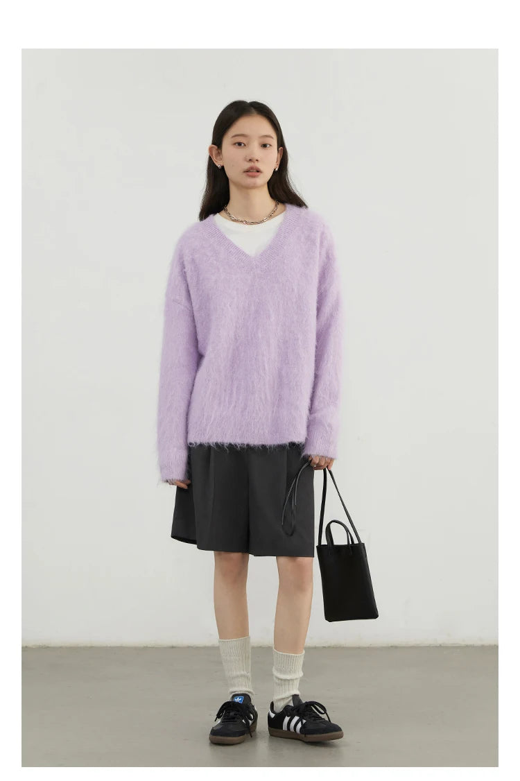 VILZSTUDIOS Cozy Loose V-Neck Sweater