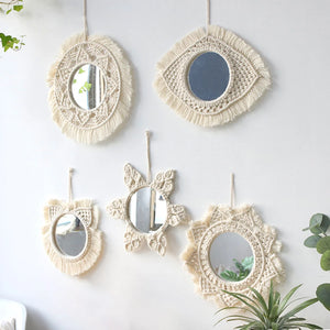VILZSTUDIOS Macrame Mirror Wall Decoration Boho Home Decor Mirrors for Bedroom Wall Mirrors for Living Room Baby Room Decoration Nursery