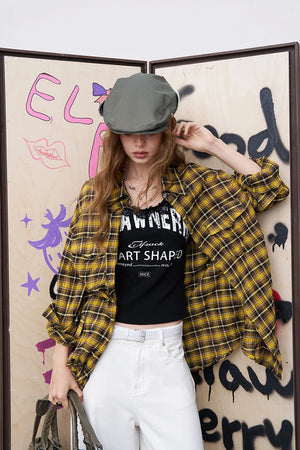 VILZSTUDIOS Casual Loose Plaid Shirt