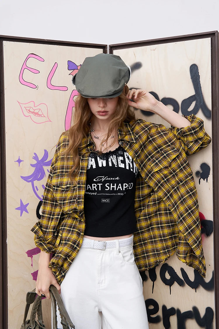VILZSTUDIOS Casual Loose Plaid Shirt