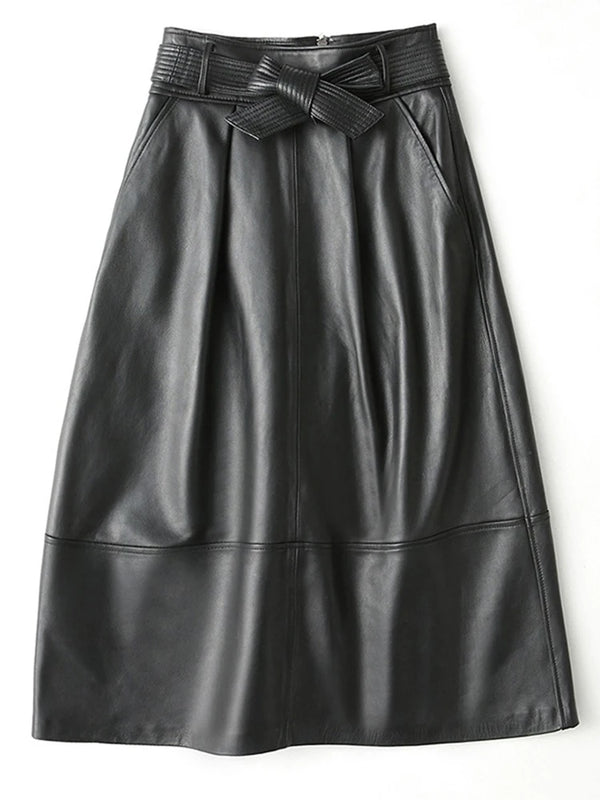 Luxury Black Long Spring Midi Skirt