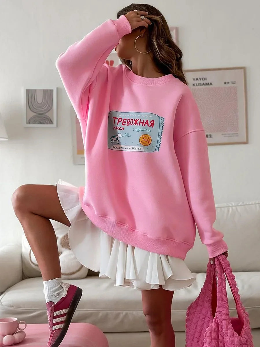 VILZSTUDIOS Casual Loose Fit Round Neck Sweater