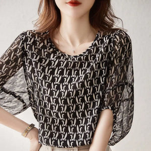 VILZSTUDIOS Versatile Loose Fit Chiffon Summer Blouse