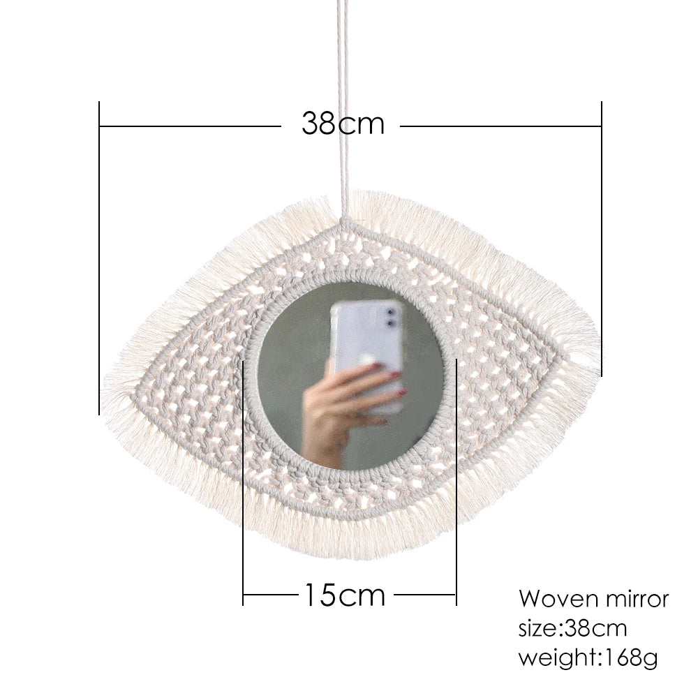 VILZSTUDIOS Macrame Mirror Wall Decoration Boho Home Decor Mirrors for Bedroom Wall Mirrors for Living Room Baby Room Decoration Nursery