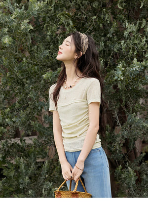 VILZSTUDIOS Elegant Knitted Round Neck T-Shirt