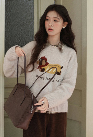 VILZSTUDIOS Casual Round Neck Knit Sweater
