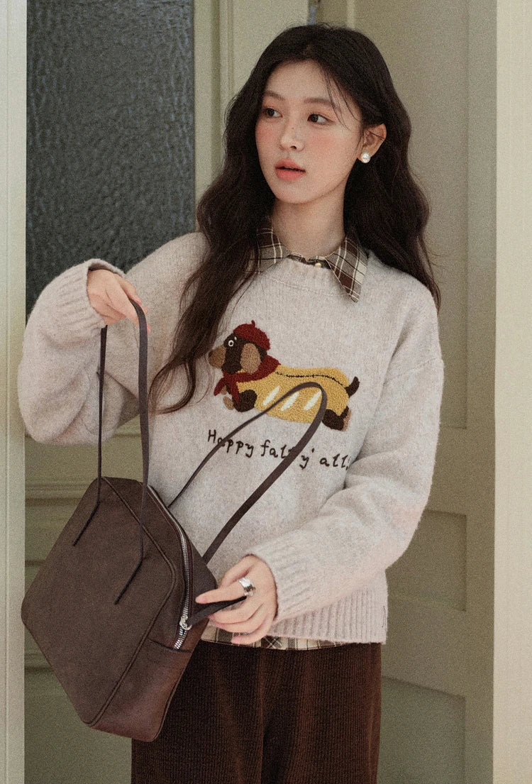 VILZSTUDIOS Casual Round Neck Knit Sweater
