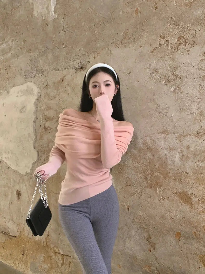 VILZSTUDIOS Off Shoulder Knitwear Sweater