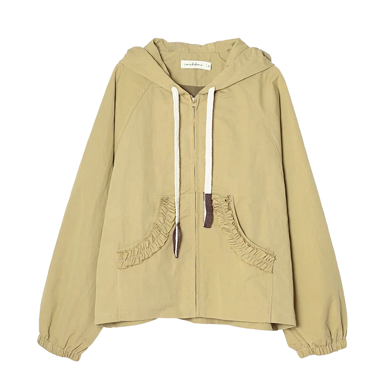 VILZSTUDIOS Beige Casual Loose Trendy Outwear Jacket