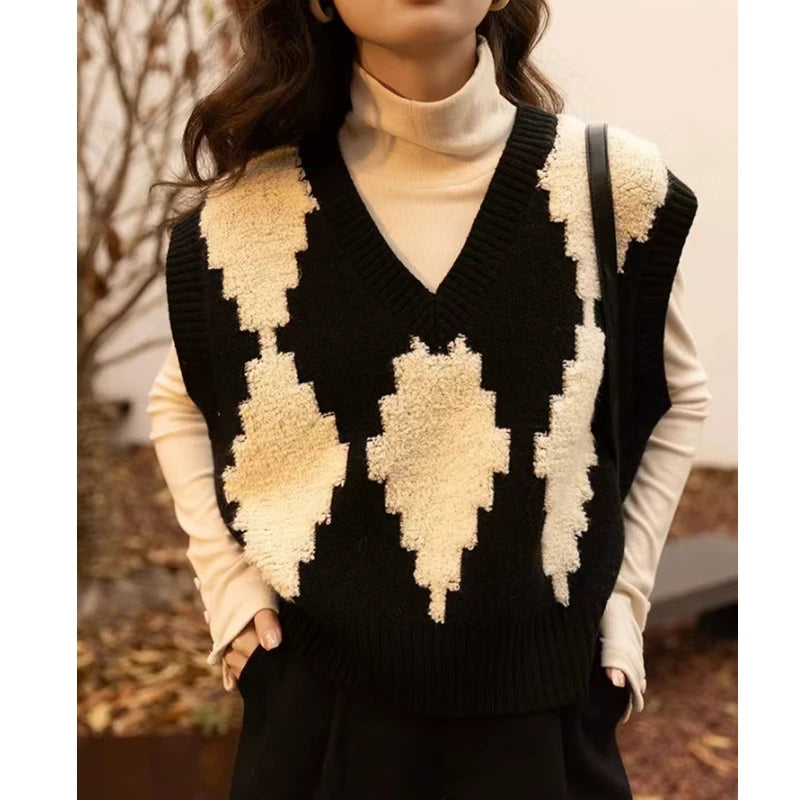 VILZSTUDIOS Cozy Loose V-Neck Knitted Vest