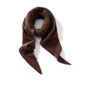 VILZSTUDIOS Women's 100% Cashmere Hollow Triangle Shawl Face Protection Solid Color Scarf Elegant Fashionable Outdoor Banquet For Winter