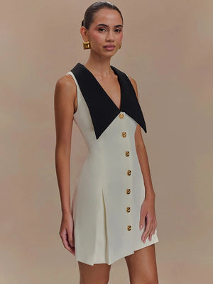 VILZSTUDIOS Sleeveless Contrast Sexy Mini Dress