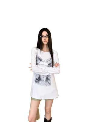 VILZSTUDIOS Basic Graphic Long Sleeve Top