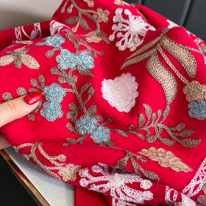 VILZSTUDIOS New Winter Warm Cashmere Scarf for Women Embroidery Pashmina Blanket Thick Shawl Wrap Neckerchief Fashion Bufanda Echarpe Poncho