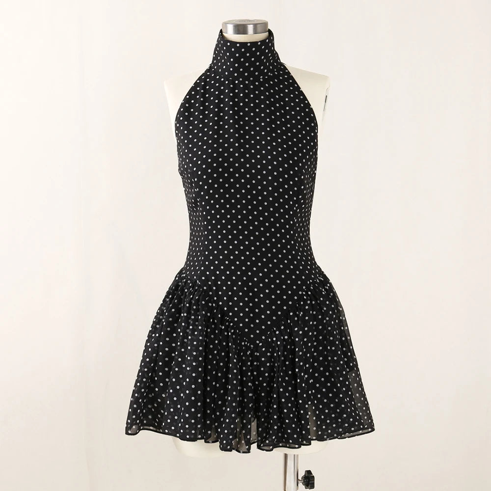 VILZSTUDIOS Slim Elegant Polka Dot Dress Sleeveless