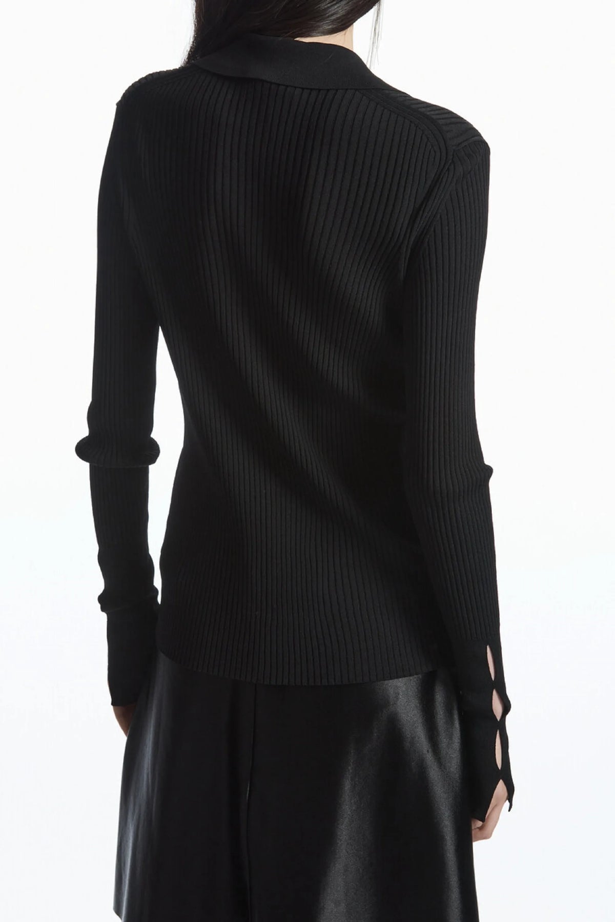 VILZSTUDIOS Ribbed Knit Polo Cardigan