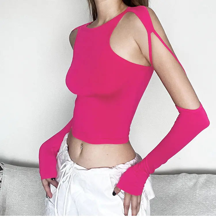 VILZSTUDIOS Hollow Out Slim Crop Top