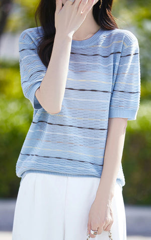 VILZSTUDIOS Striped Casual T-Shirt