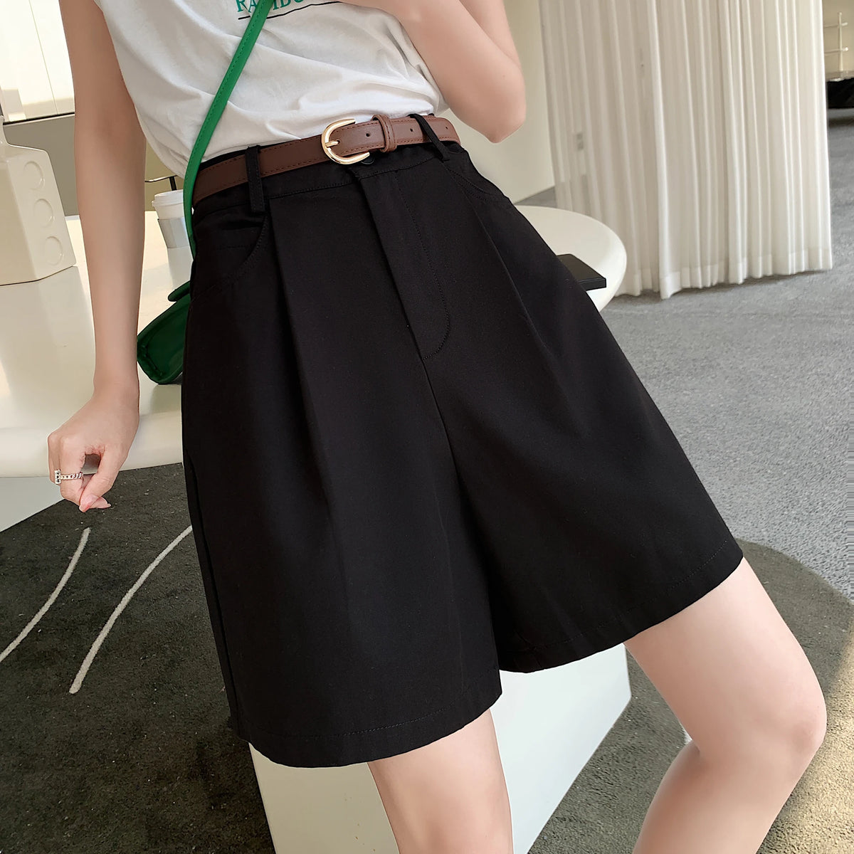 VILZSTUDIOS High Waist Khaki Cargo Shorts Pants