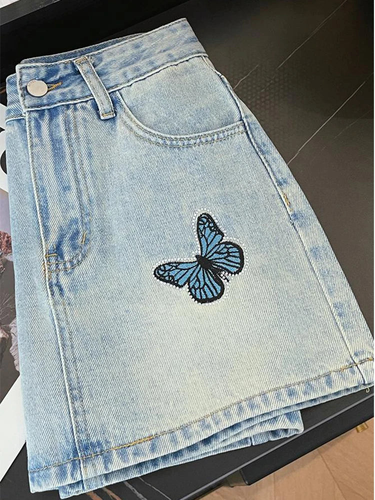 VILZSTUDIOS High Waist Diamond Butterfly Embroidered Skirt