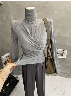 VILZSTUDIOS Twisted Turtleneck Women Basic Top