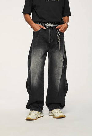 VILZSTUDIOS Vintage Washed Blue Denim Wide Jeans