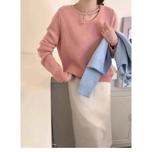 VILZSTUDIOS Elegant Asymmetrical Neck Knitted Sweater