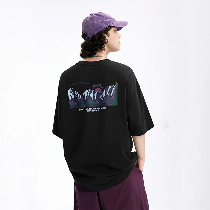 VILZSTUDIOS Mountain Graphic Oversize Casual T-Shirt