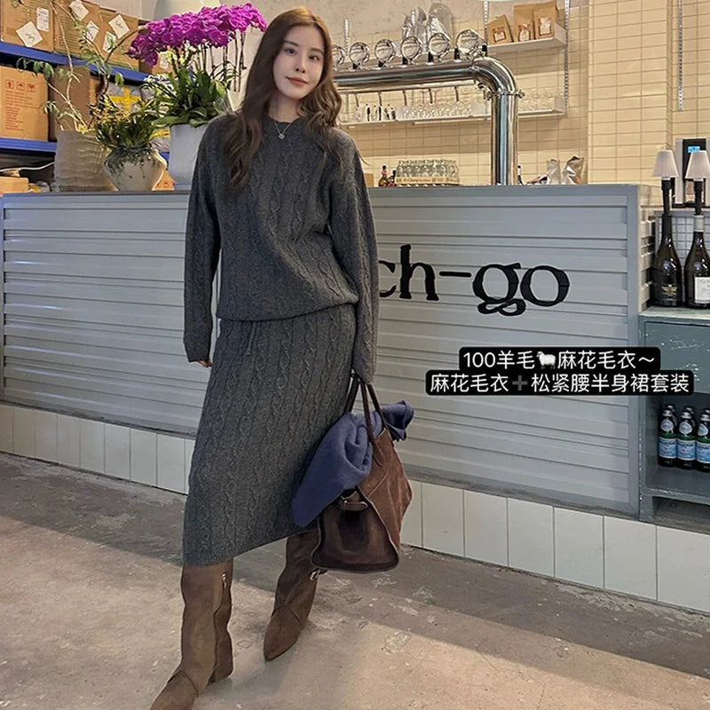 VILZSTUDIOS Cozy Wool Two-Piece Sweater & Skirt Set