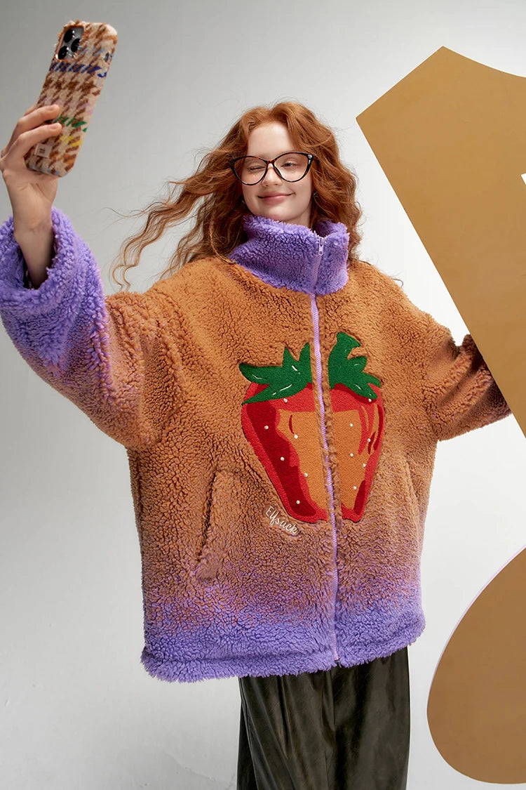 VILZSTUDIOS Signature Strawberry Gradient Fur Jacket