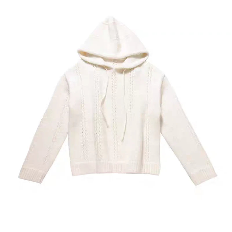 VILZSTUDIOS Cozy Drawstring Knitted Hoodie