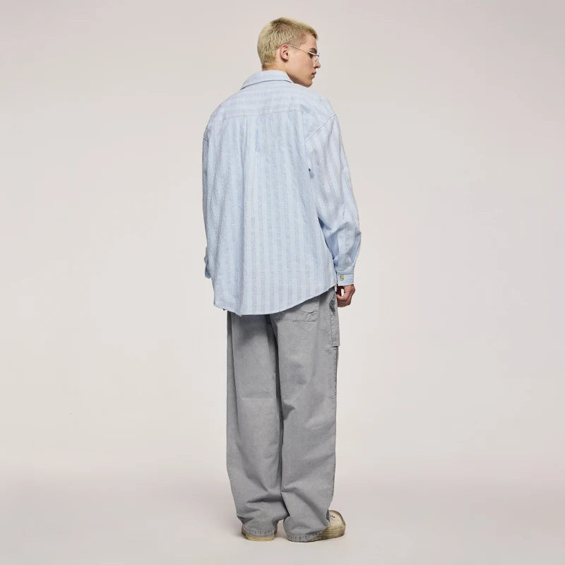 VILZSTUDIOS Versatile Loose Striped Check Shirt